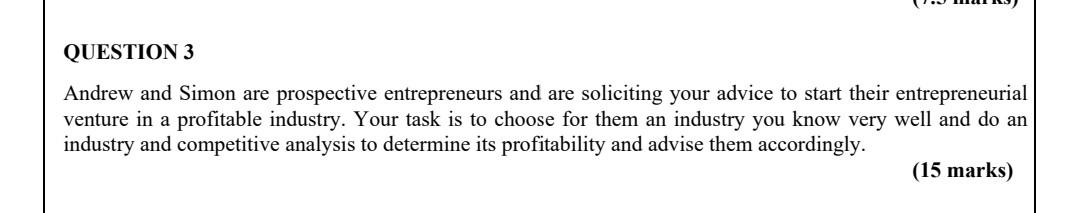 QUESTION 3 Andrew and Simon are prospective