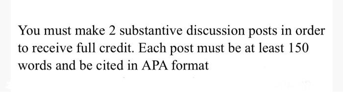 You must make 2 substantive discussion posts in