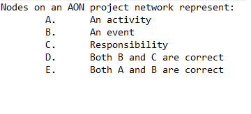 Nodes on an AON project network represent: An