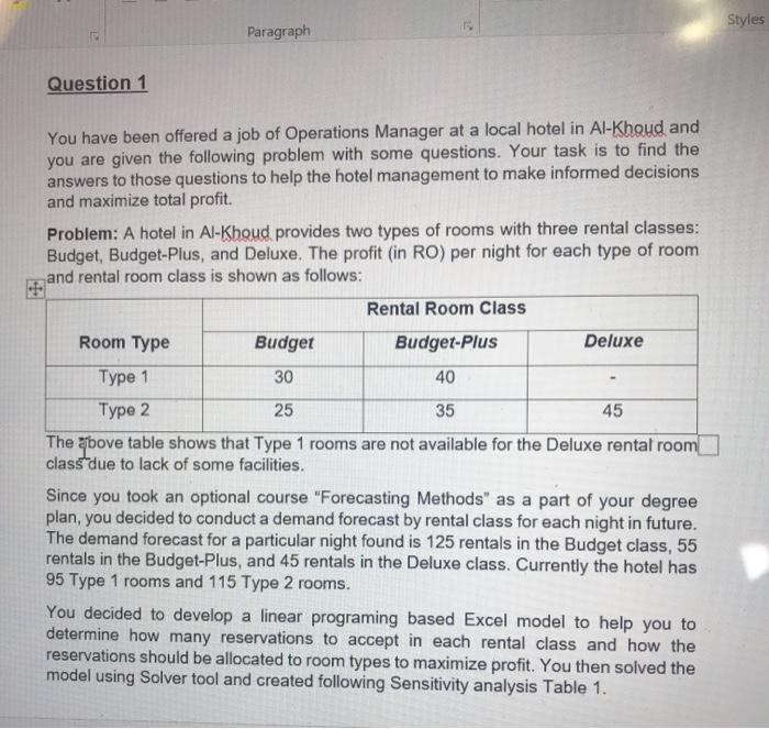 management science Q1 (a) Looking at the