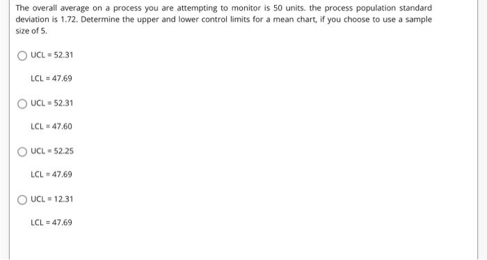 The overall average on a process you are
