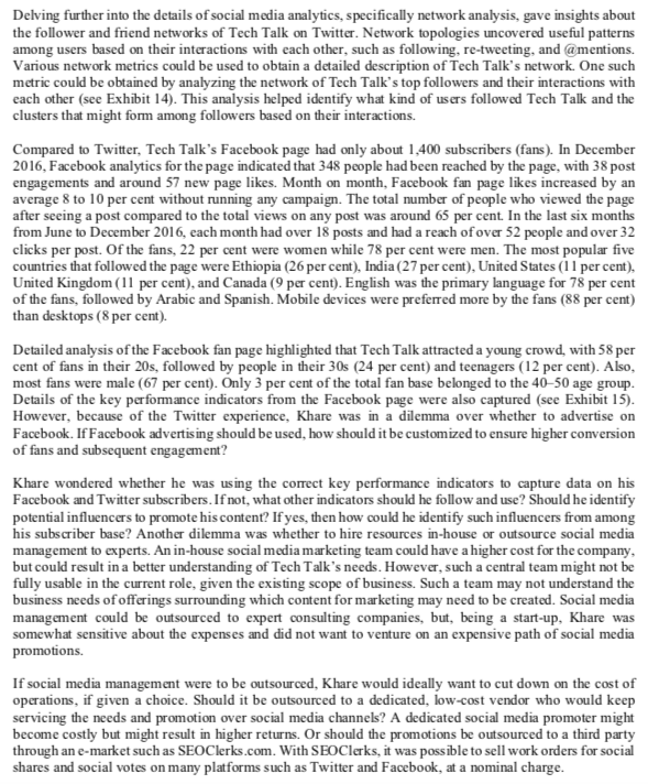 Read the case below - Tech Talk: creating a