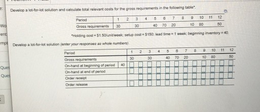 Develop a lotforlot solution and calculate total