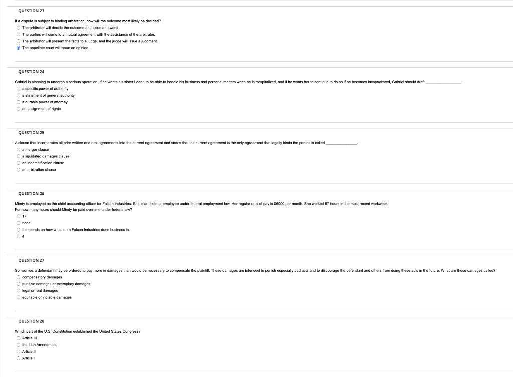 QUESTION 23 If a dispute is subject to binding