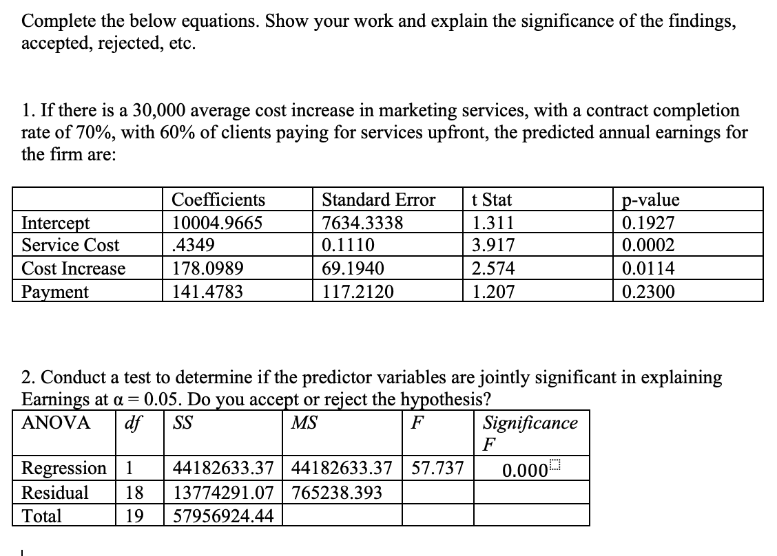 Complete the below equations. Show your work and