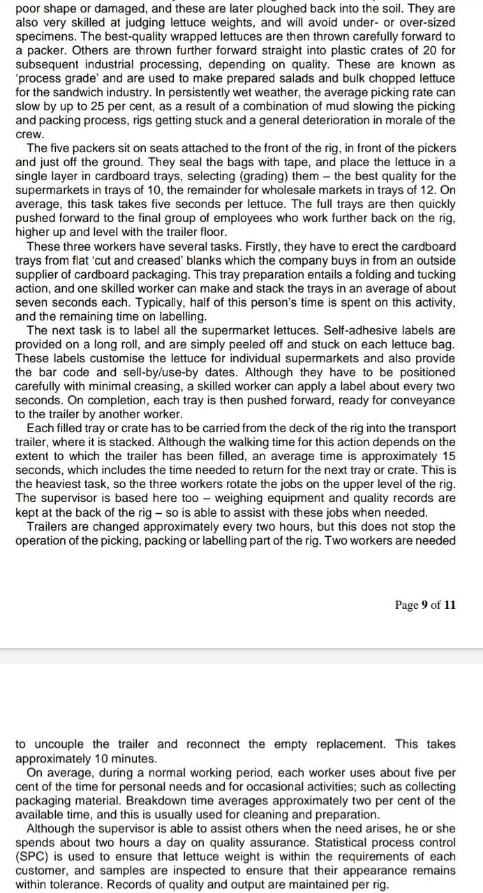 Topic: Planning and control CASE 2: Fresh Salads