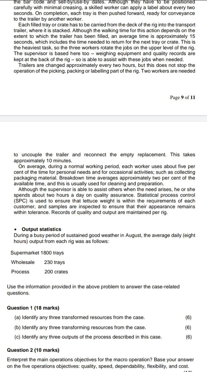 Topic: Planning and control CASE 2: Fresh Salads