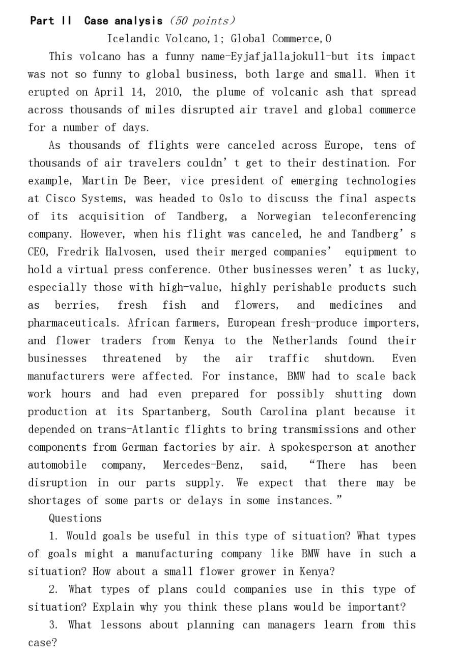 Part II Case analysis (50 points) Icelandic