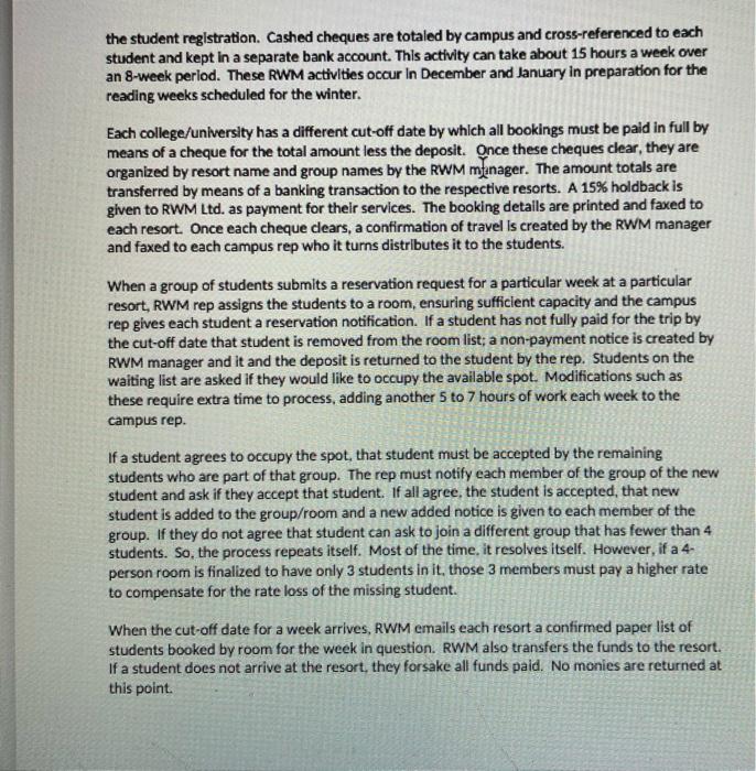 Based off this case study, Create a Work