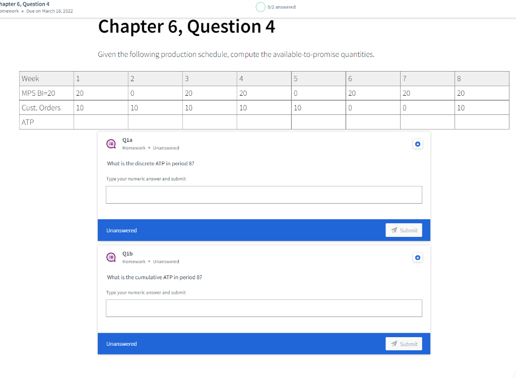 hapter 6, Question 4 omework . Due on March 18,