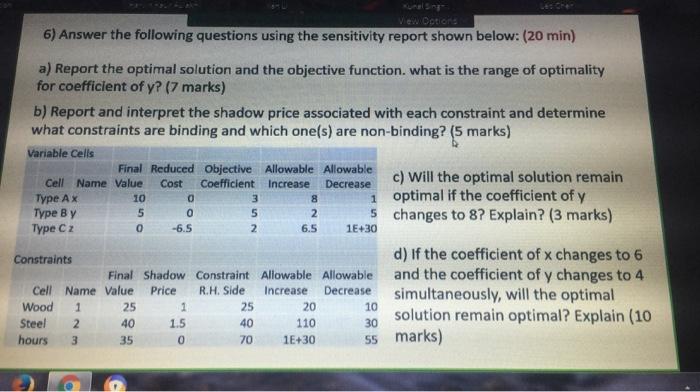View Coton 6) Answer the following questions