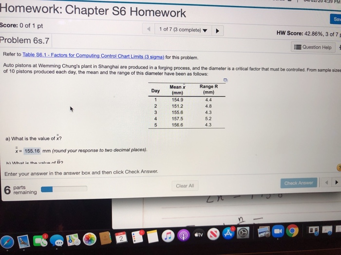 Part B Homework: Chapter S6 Homework Score: 0 of
