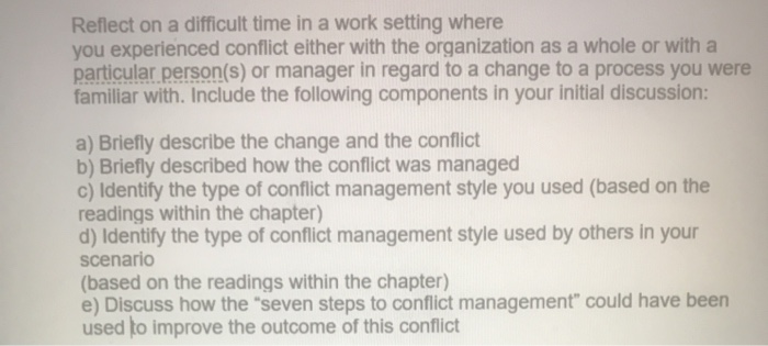 Reflect on a difficult time in a work setting