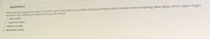 QUESTION 23 When Branstorming about what to