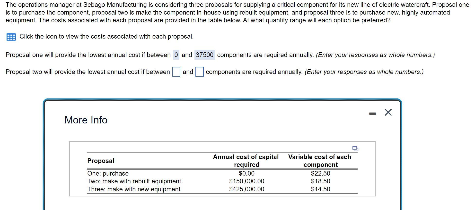 Proposal 3? The operations manager at Sebago