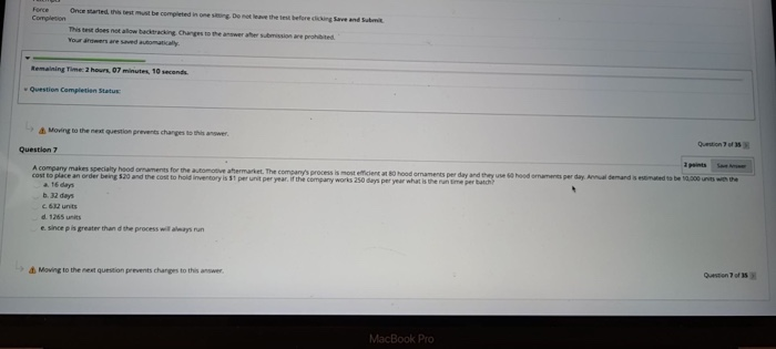 Force Once are this test must be completed in one