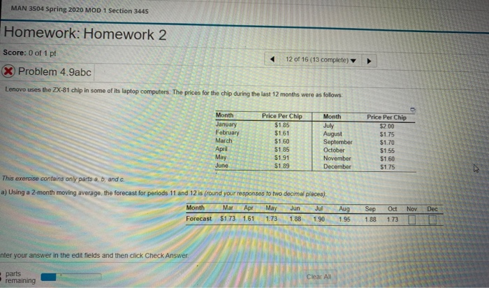 MAN 3504 Spring 2020 MOD 1 Section 3445 Homework: