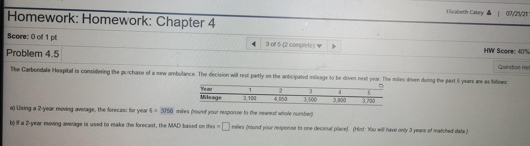 Elizabeth Casey & T 07/21/21 Homework: Homework: