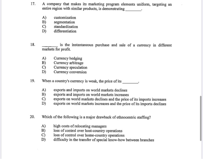 PART A: MULTIPLE CHOICE (40 marks) Read each