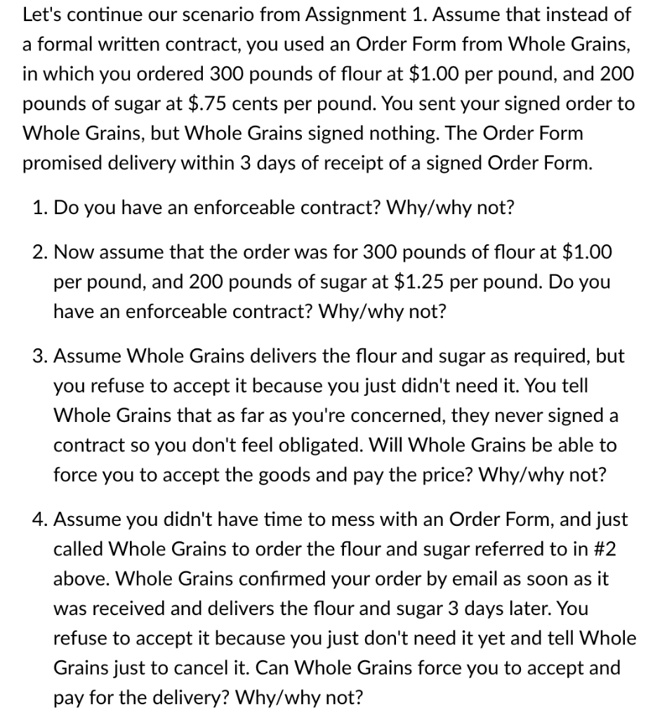 Scenario from Assignment 1: Let's continue our