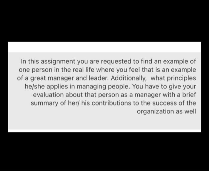 In this assignment you are requested to find an