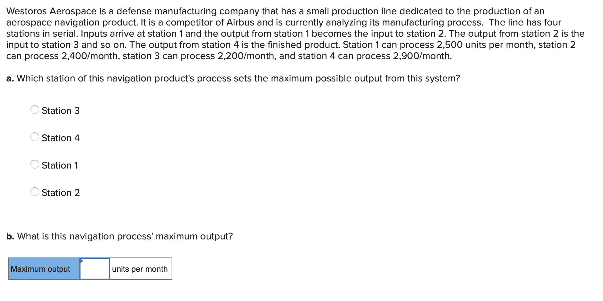 Westoros Aerospace is a defense manufacturing