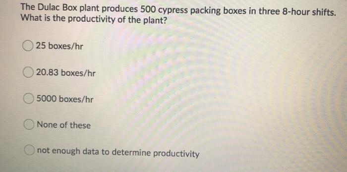 The Dulac Box plant produces 500 cypress packing