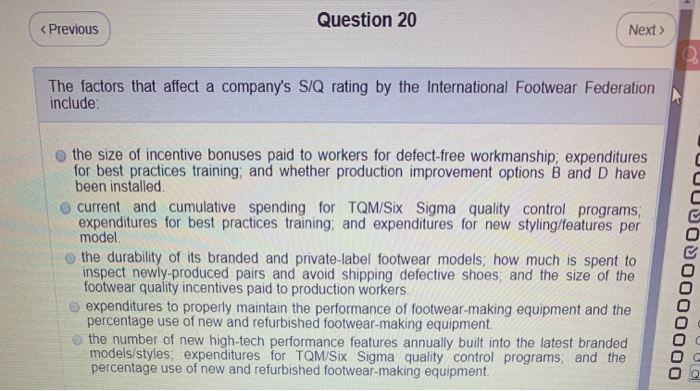 Question 20 < Previous Next  style=