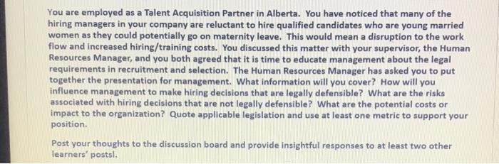 You are employed as a Talent Acquisition Partner