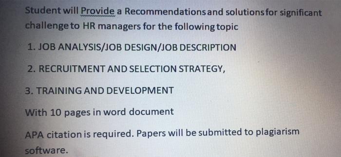 The final project will focus on recommendations