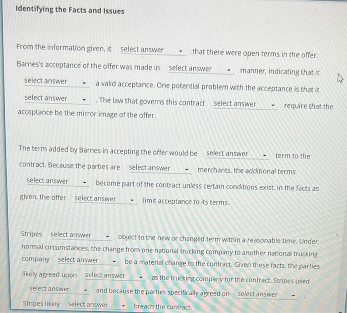 Identifying the Facts and Issues From the