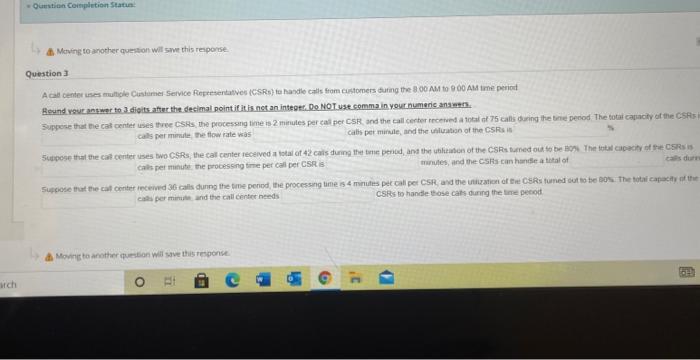 Question Completion Status Moving to another