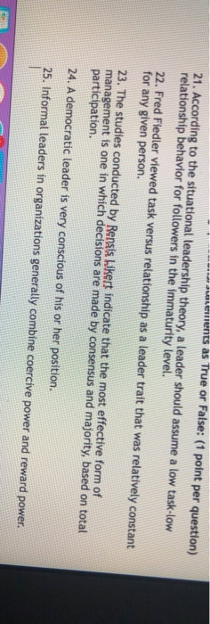 truth or false events as True or False: (1 point