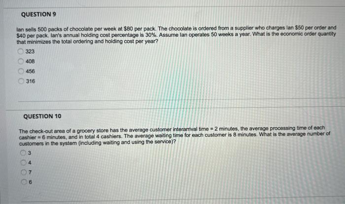 please answer 2 questions QUESTION 9 lan sells