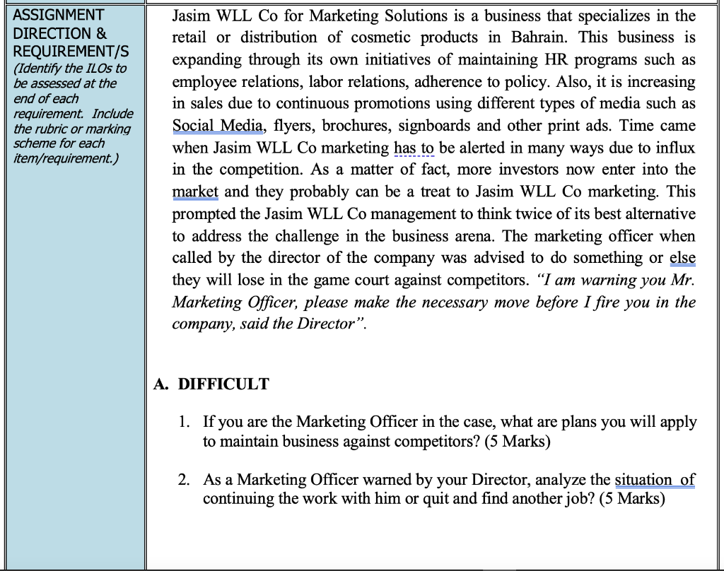 ASSIGNMENT DIRECTION & REQUIREMENT/S (Identify