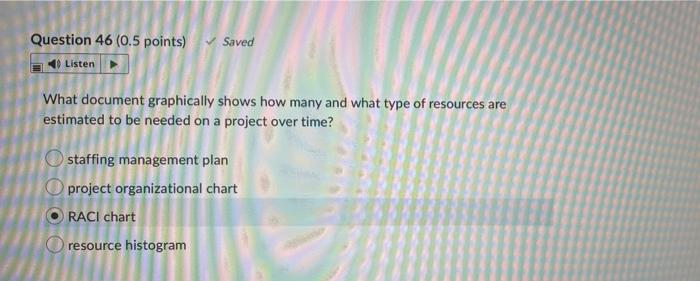 Question 46 (0.5 points) Saved Listen What