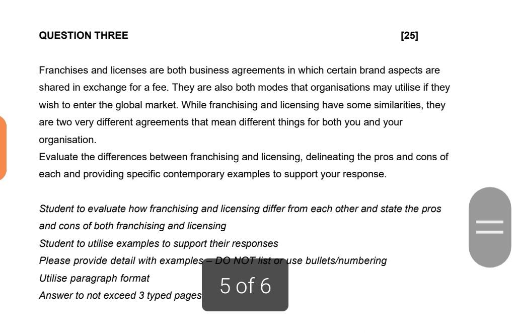 Please answer question 3 according to the