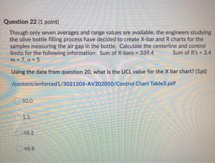 Question 21 (1 point) Though only seven averages