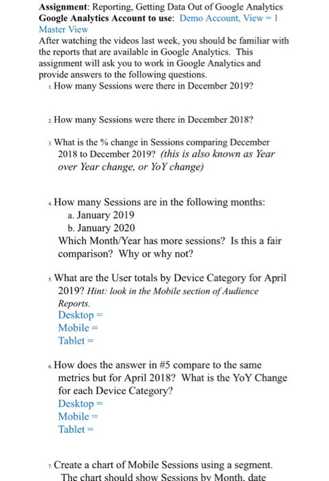 Assignment: Reporting, Getting Data Out of Google