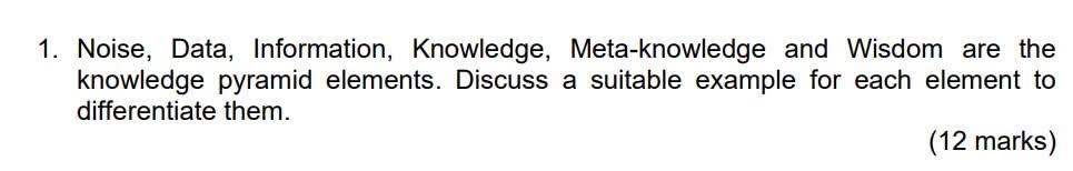 1. Noise, Data, Information, Knowledge,