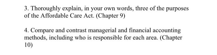 3. Thoroughly explain, in your own words, three