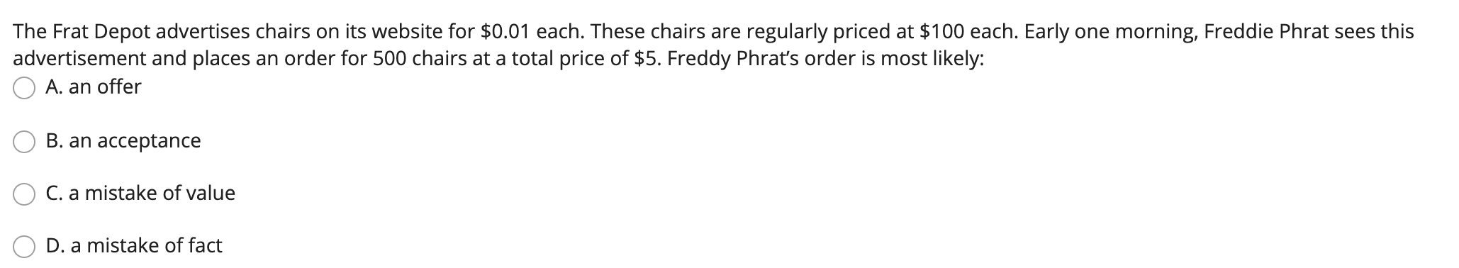 The Frat Depot advertises chairs on its website