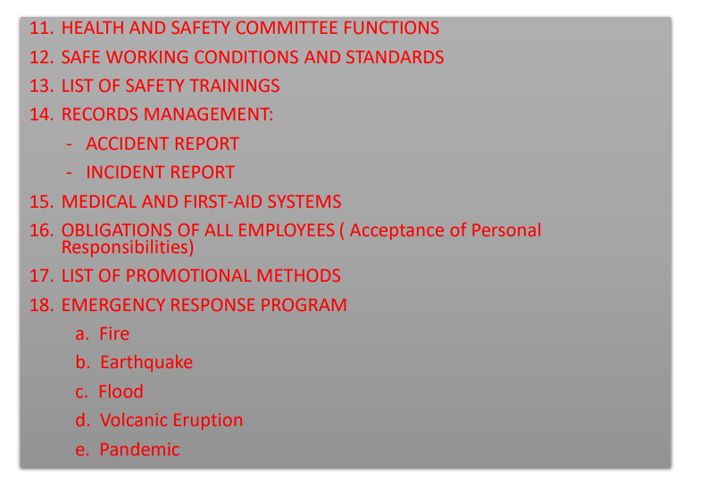 Create an OSH project using this format. REPORT