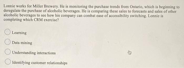 Lonnie works for Miller Brewery. He is monitoring