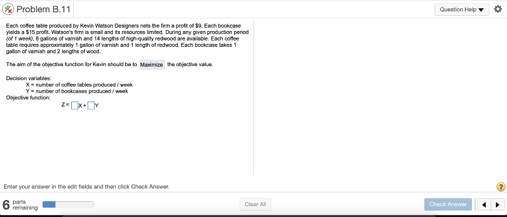 W Problem B.11 Question Help Each coffee table