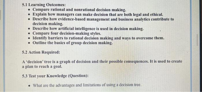 5.1 Learning Outcomes: - Compare rational and