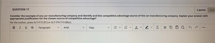 QUESTION 17 2 points Consider the example of any