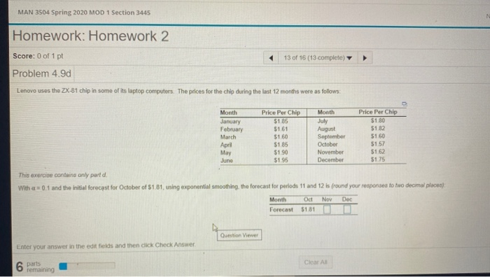 MAN 3504 Spring 2020 MOD 1 Section 3445 Homework: