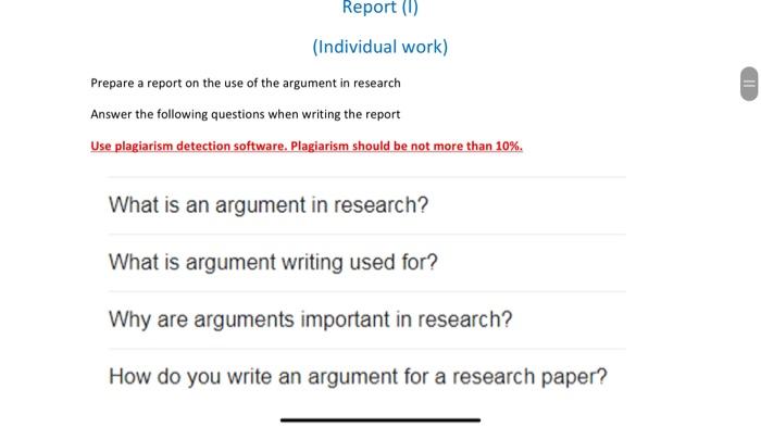 Report (1) (Individual work) Prepare a report on