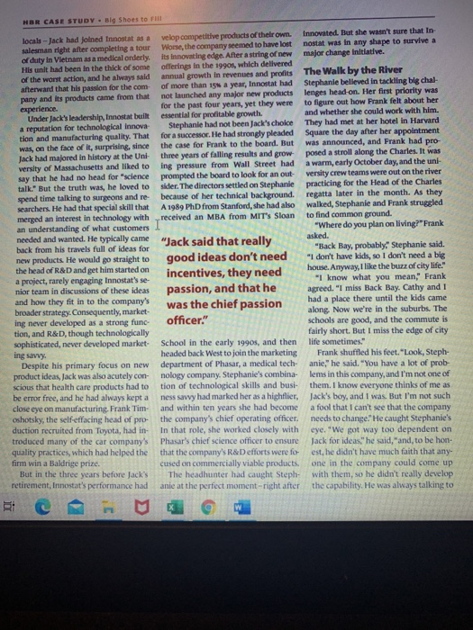 the case study is called : Big Shoes to Fill by